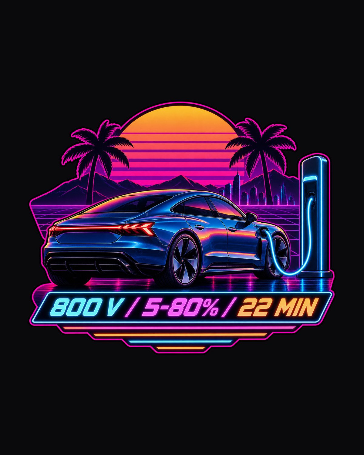 Audi e-tron GT Outrun Charging Curve Tee, 800V 5-80% design only
