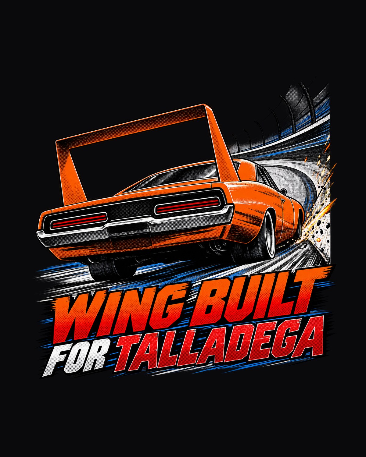 1969 Charger Daytona Wing Manga Halftone Tee, Talladega design only