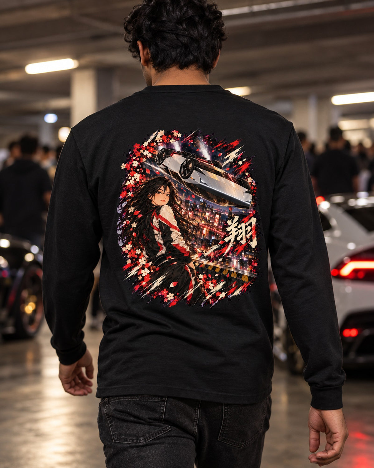 Tesla Roadster 2026 Flip Anime Girl Shirt, Hoodie & More Long Sleeve Black worn hero