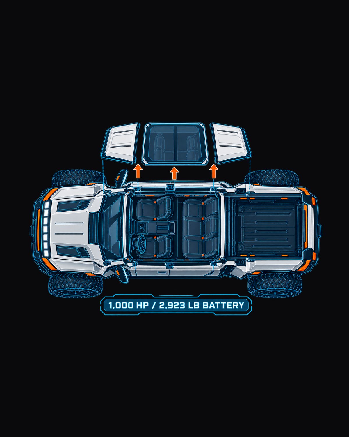 GMC Hummer EV Roof Panel Blueprint Tee, Car Guy Gift design only