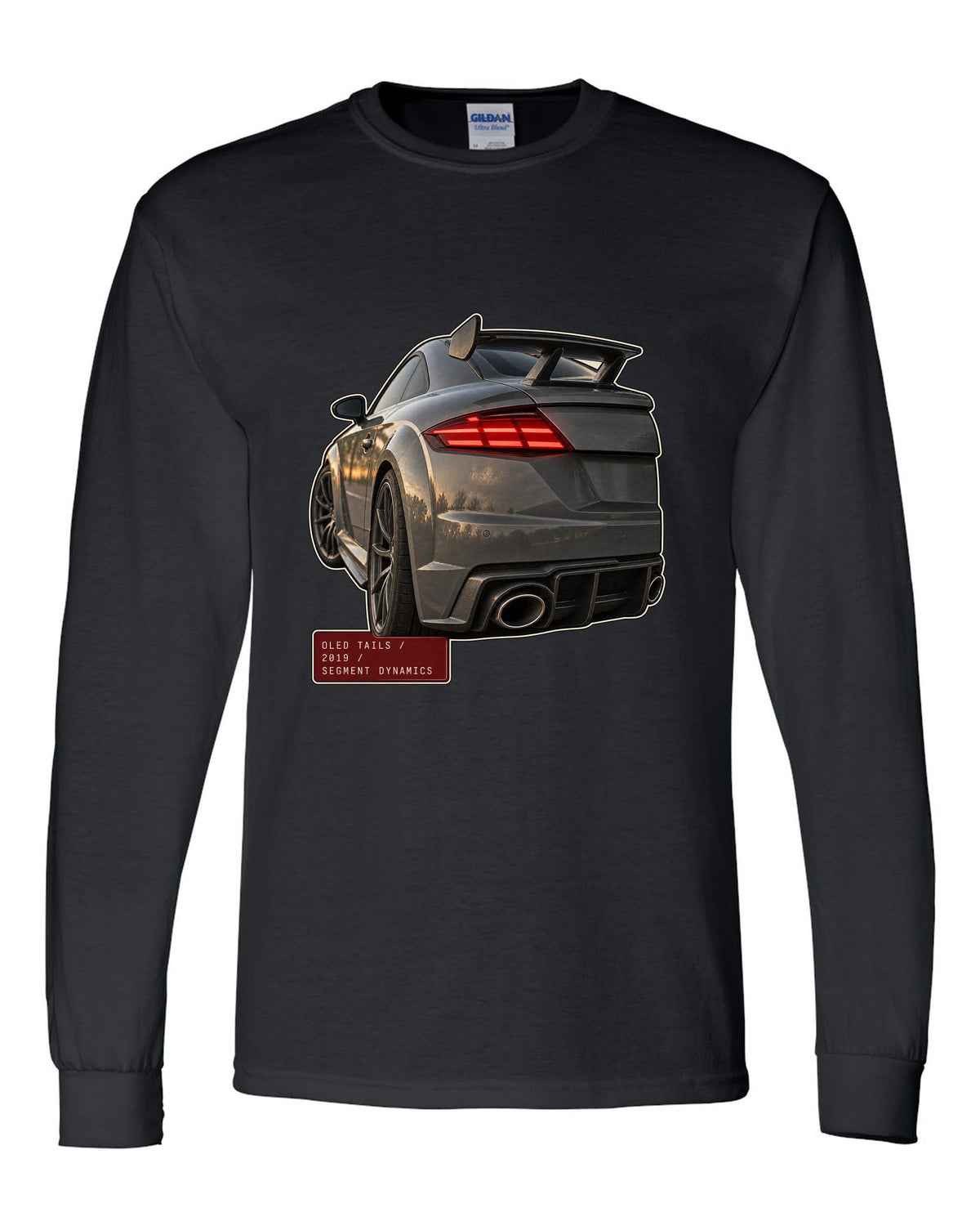 Audi TT RS facelift OLED taillight macro print black long sleeve front view with the design