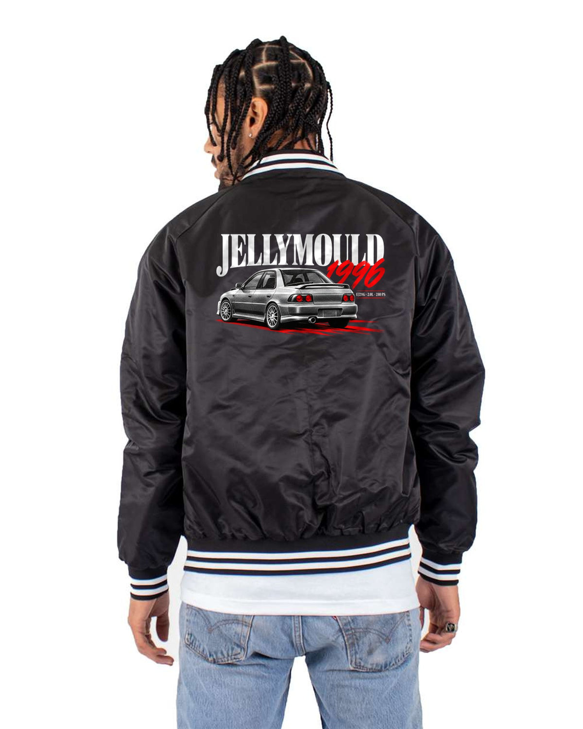 Subaru Impreza WRX GC8 Jellymould 1996 Editorial Tee, EJ20G Bomber Jacket Black back