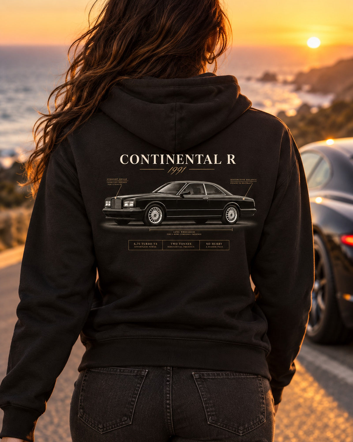 Bentley Continental R 1991 Two Tonne Spec Poster Shirt Zip Hoodie Black worn hero