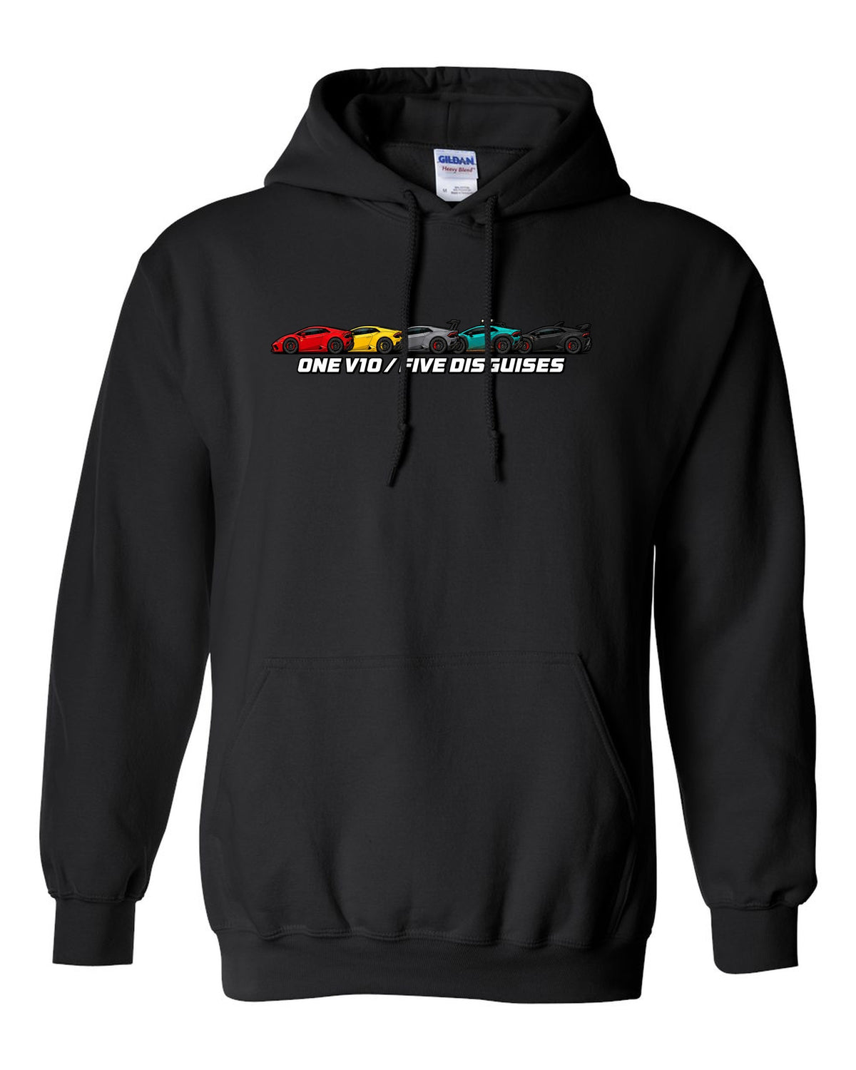 Lamborghini Huracan LP610-4 Variants Lineup black pull over hoodie front view with the design
