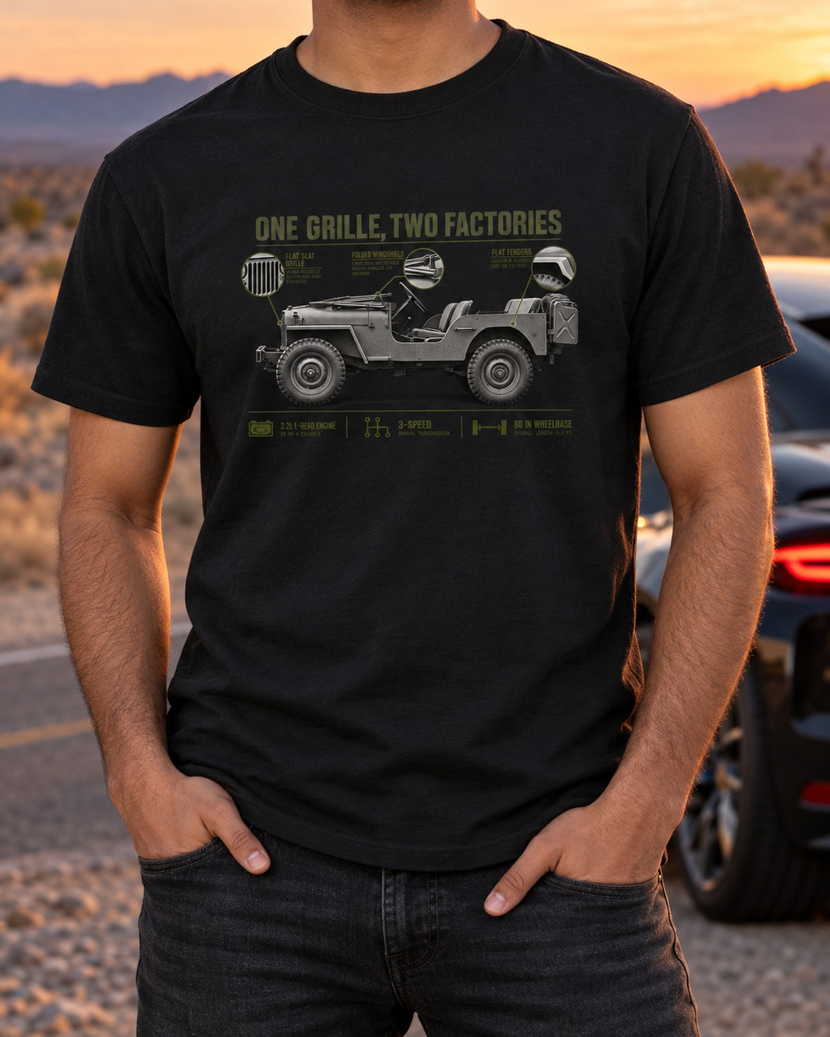 Willys MB and Ford GPW Spec Poster Shirt, 1941-1945 T-Shirt Black worn hero