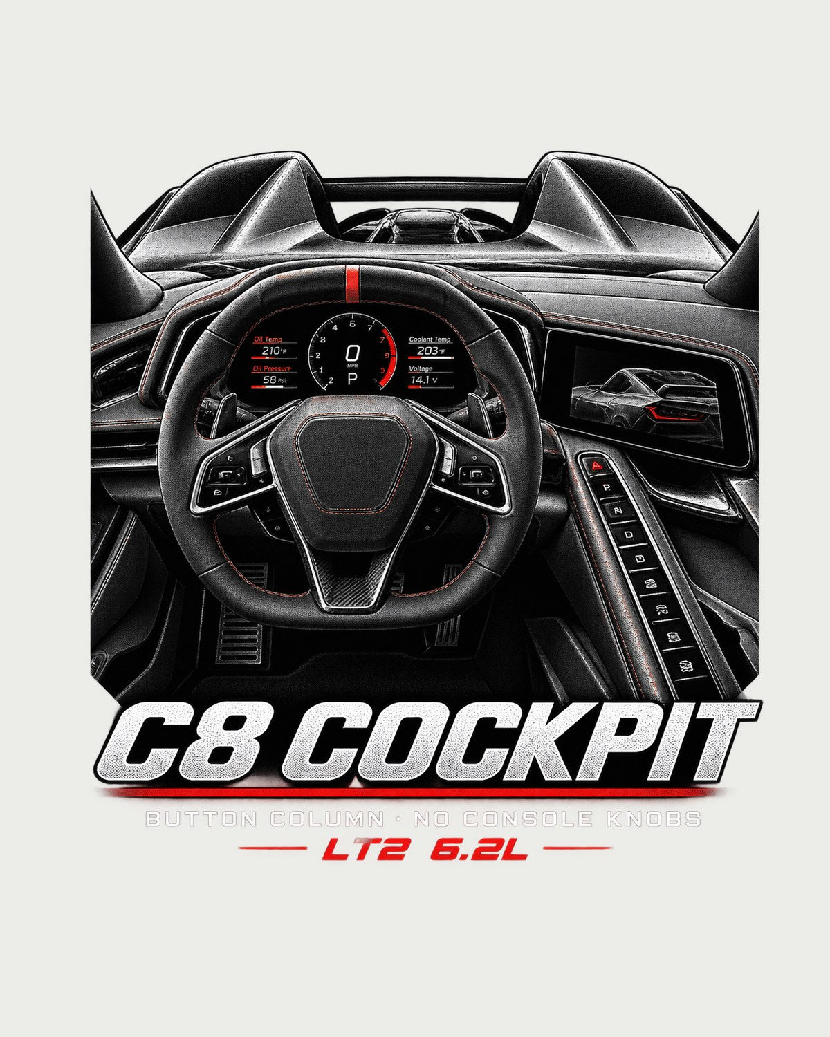 Corvette C8 Stingray Cockpit Button Column Graphic Tee design only
