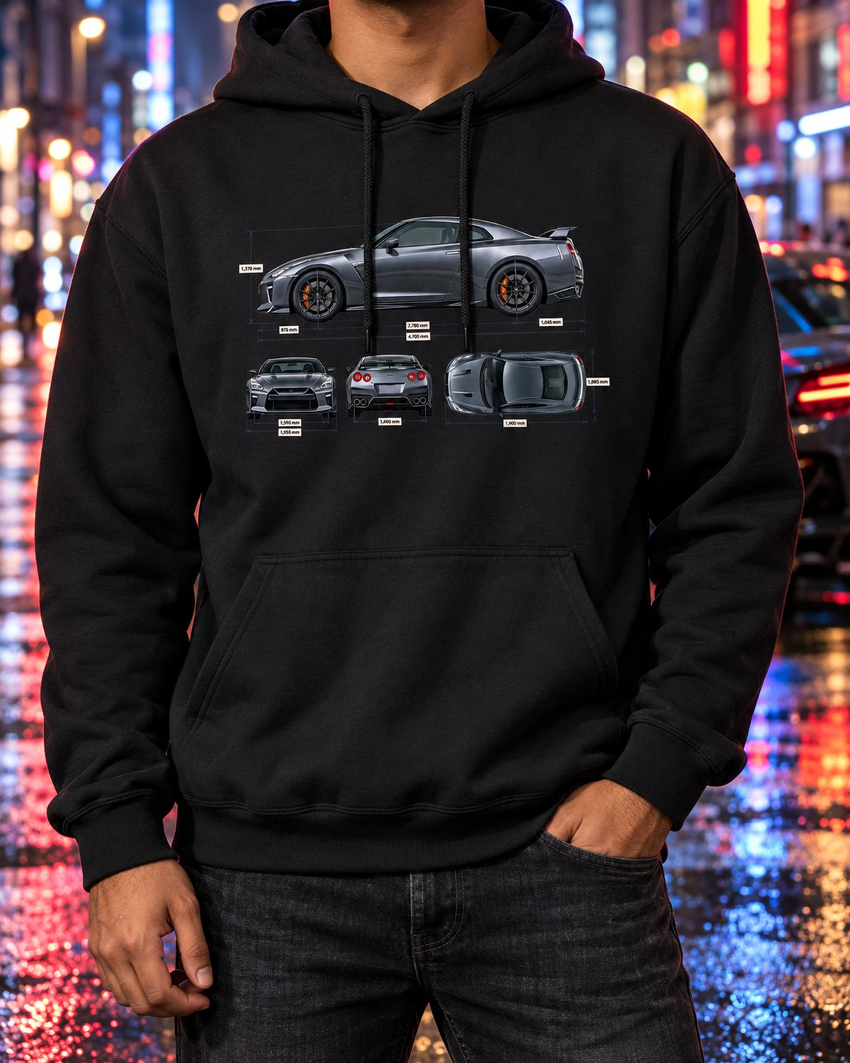 Nissan GT-R50 Italdesign Spec Poster Shirt, 50 Units Only Pull Over Hoodie Black worn hero