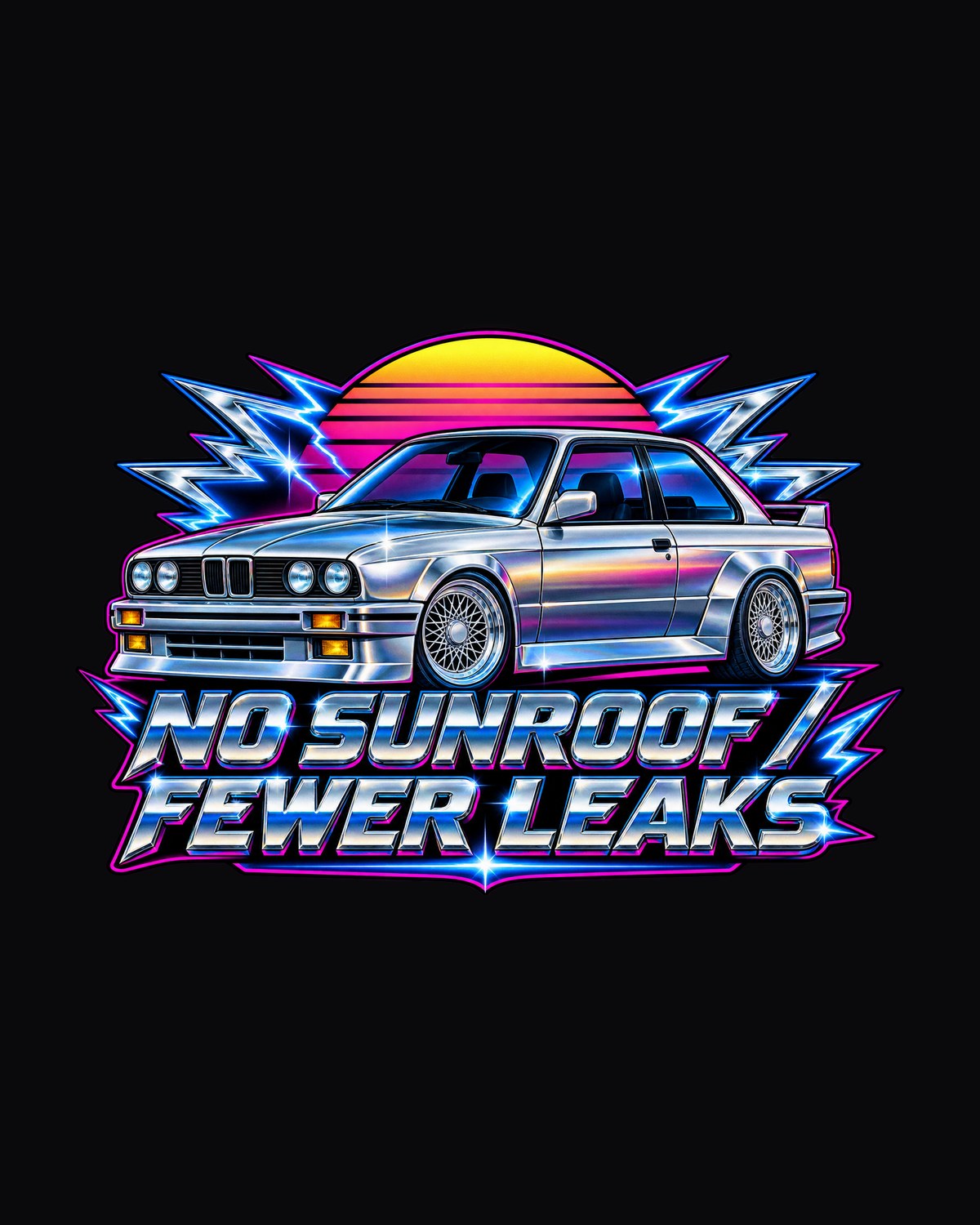 E30 M3 Slicktop Chrome Airbrush Shirt, BMW Car Gift design only