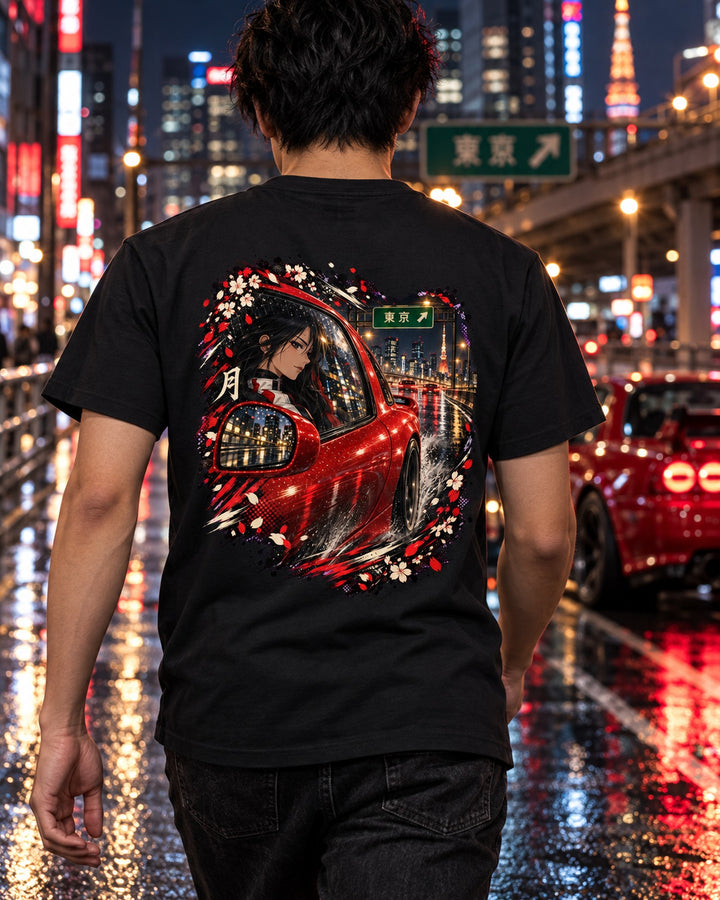 Mazda RX-7 FD Anime Girl Shirt, Hoodie & More T-Shirt Black worn hero