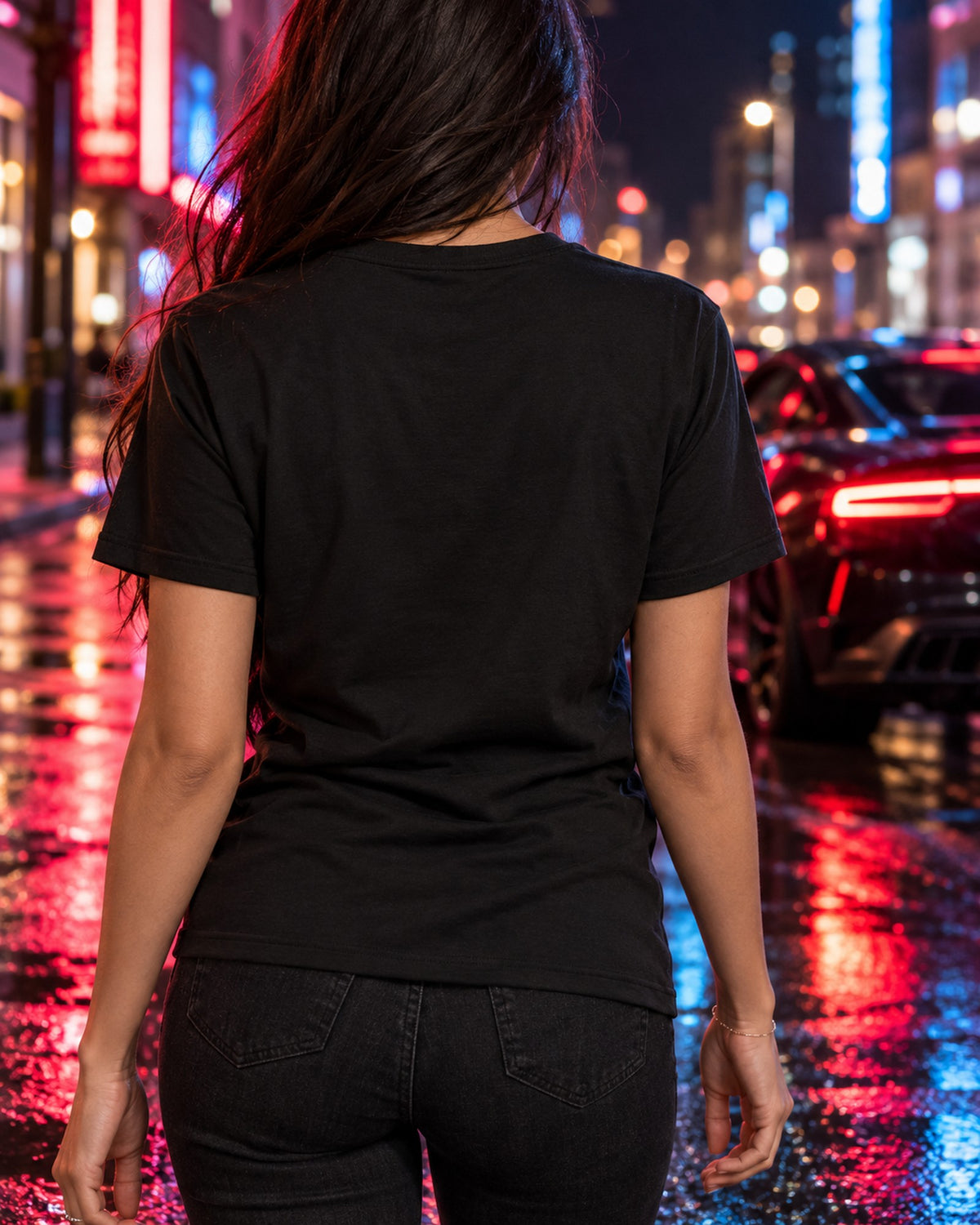 C8 Corvette Stingray Night Taillight Streaks Poster Shirt T-Shirt Black worn hero