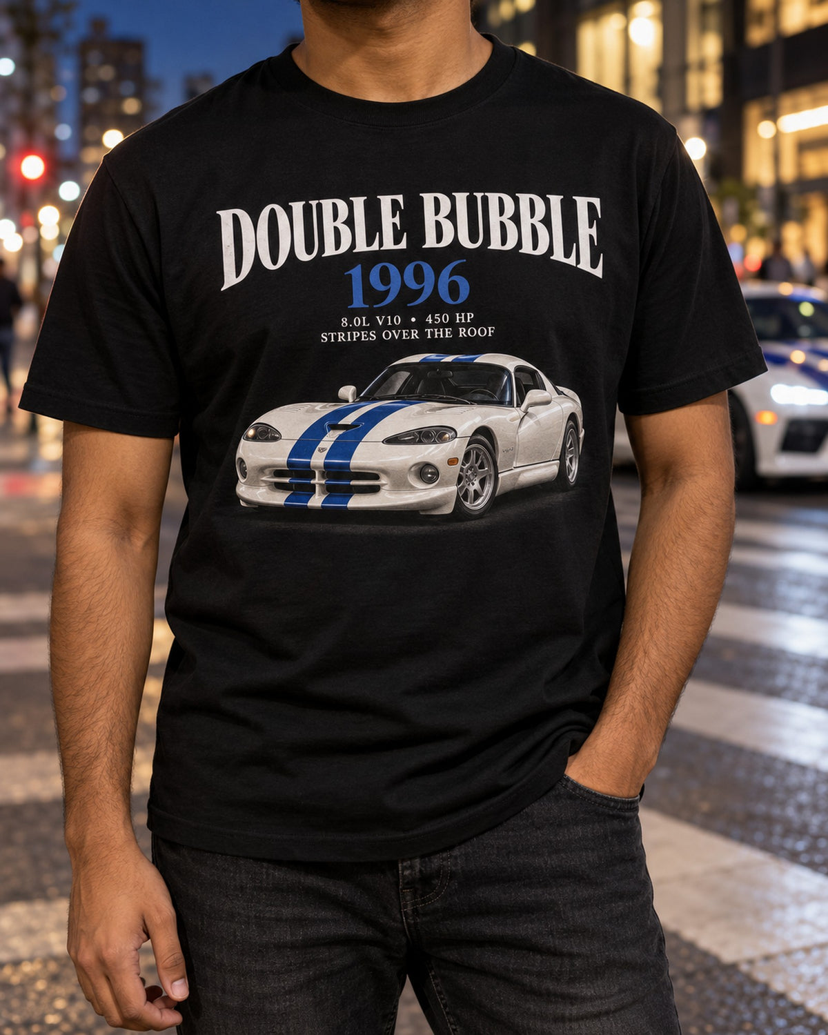 1996 Dodge Viper GTS SR II Double Bubble Editorial Shirt T-Shirt Black worn hero