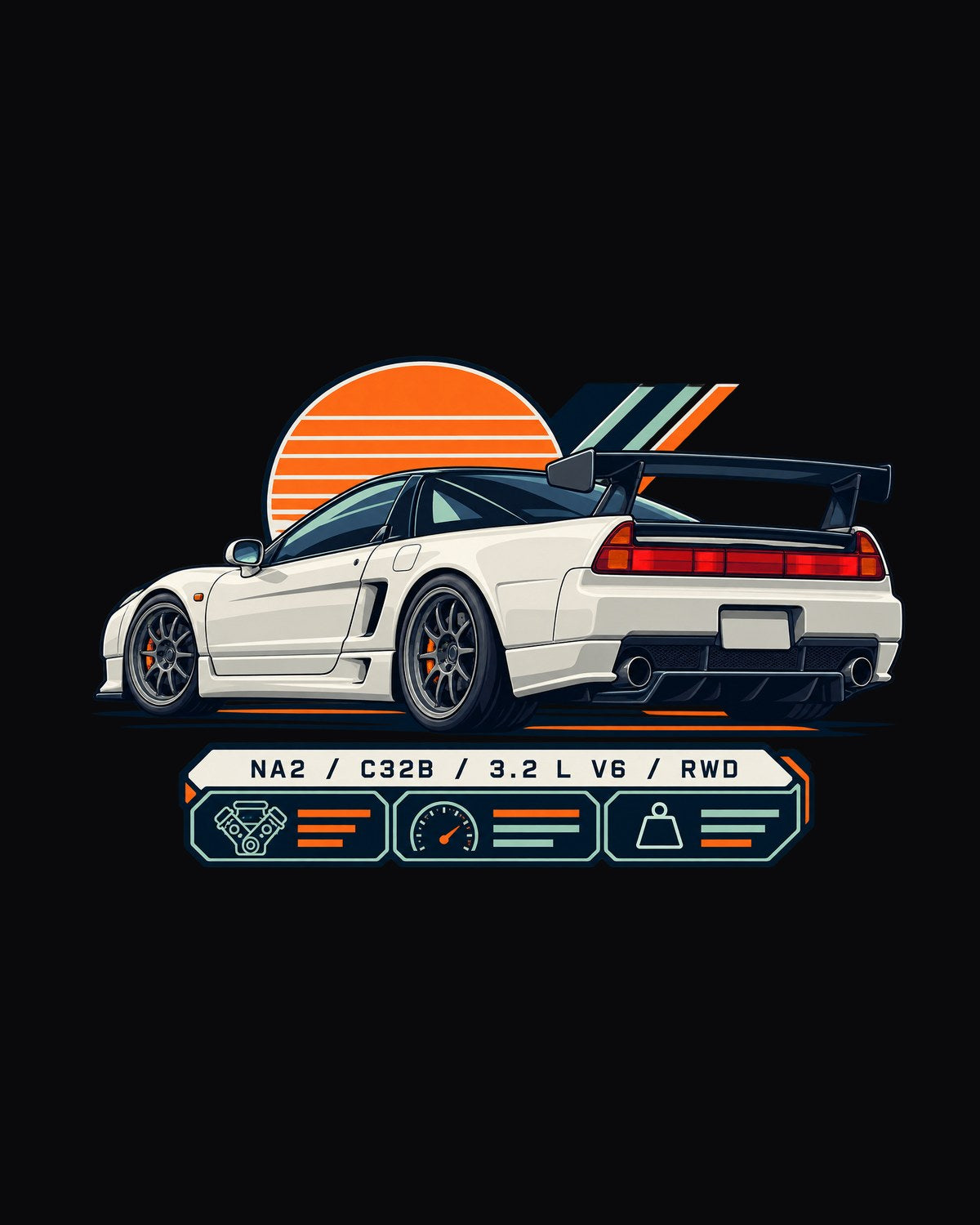 Honda NSX-R NA2 Spec Sheet Data Plate Shirt, C32B V6 design only