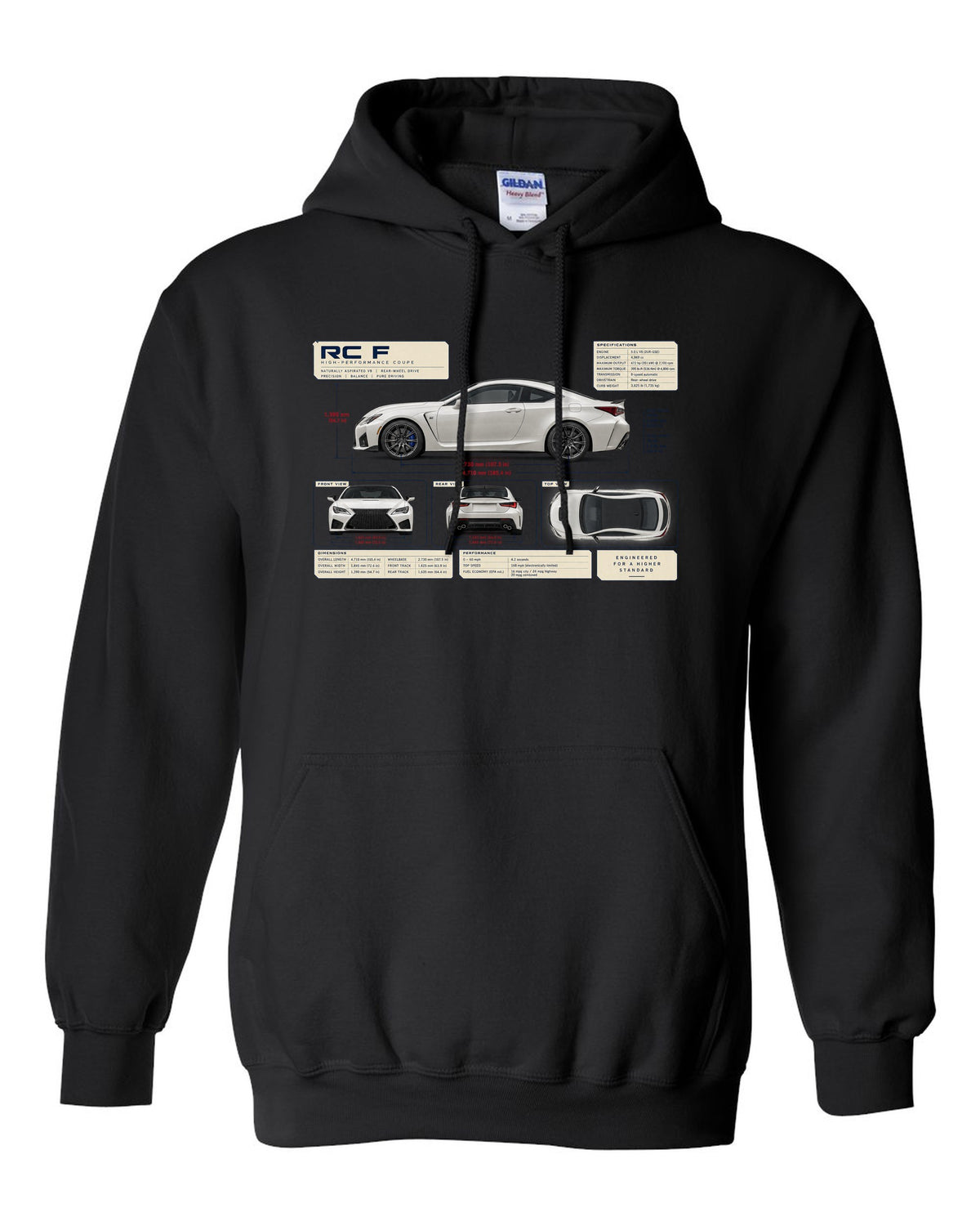 Rear lamp macro of the Lexus LC 500 at night black pull over hoodie front view with the design