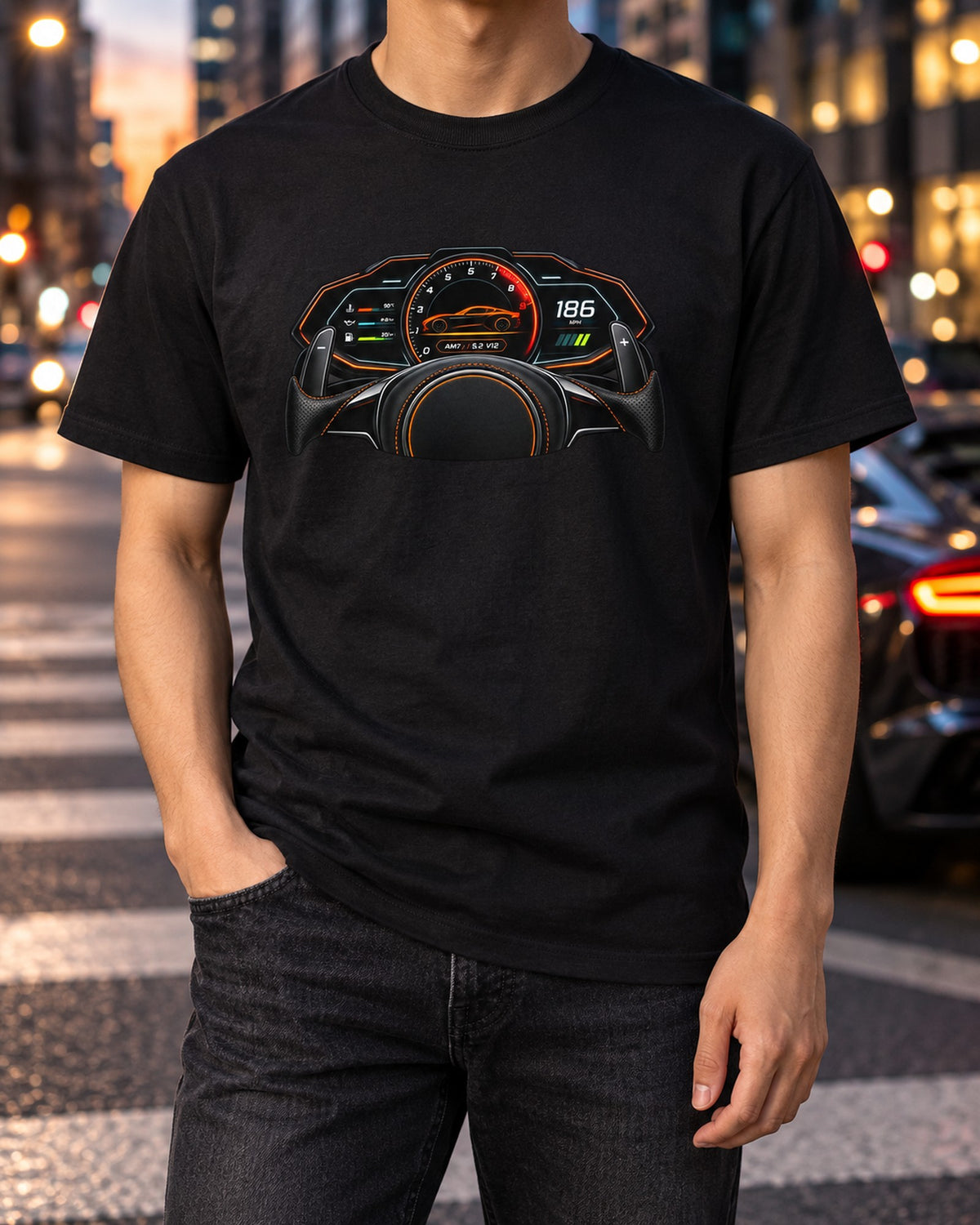 Aston Martin DBS Superleggera Gauge Cluster HUD Shirt T-Shirt Black worn hero