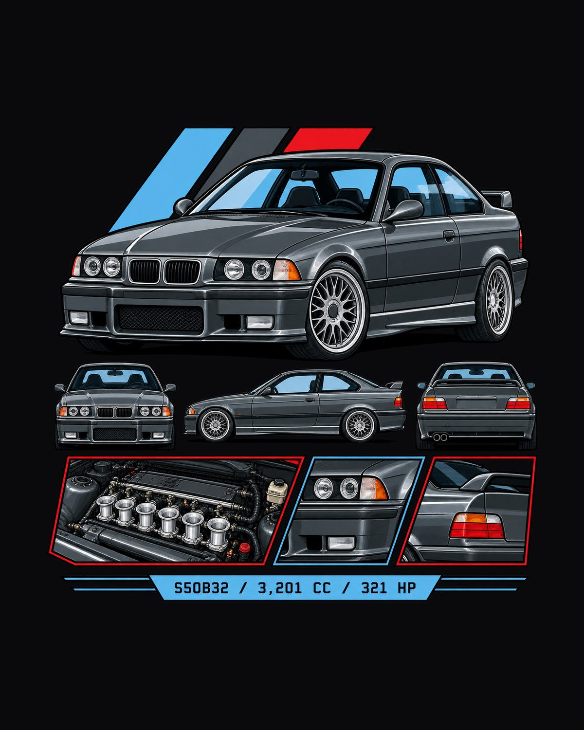 BMW E36 M3 Anime Touge Shirt, Slide Now Fix Later design only