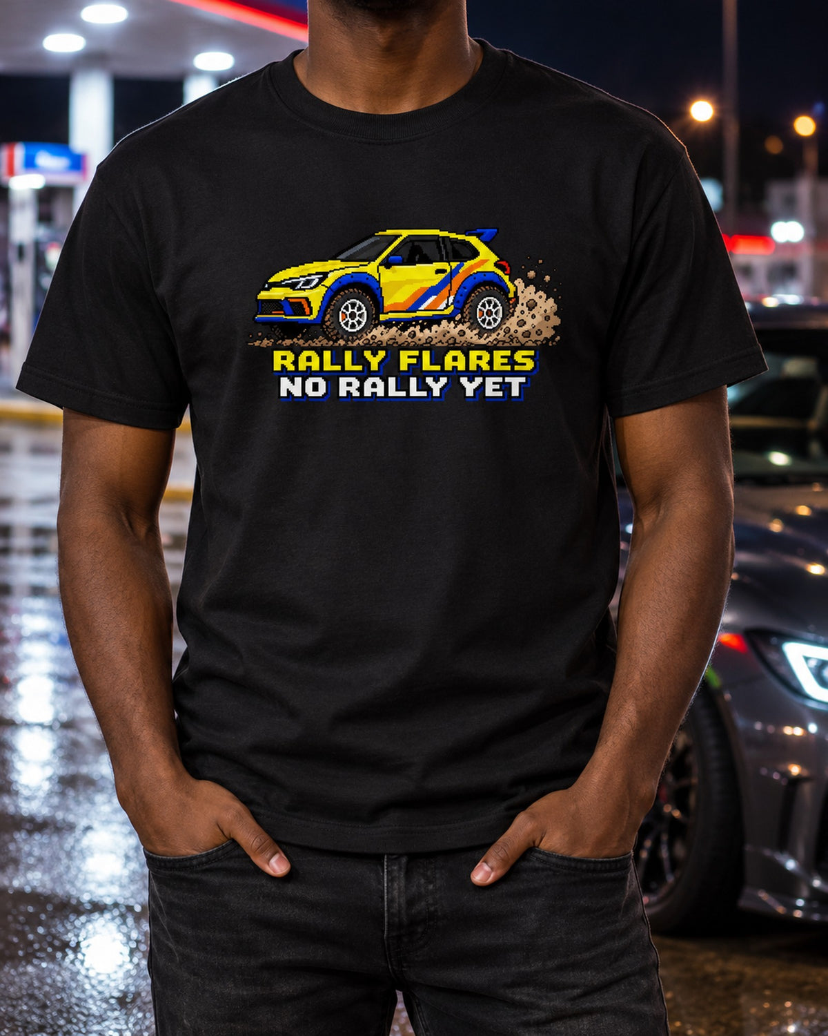 Rivian R3X Pixel Art Gravel Slide Shirt, Rally EV Gift T-Shirt Black worn hero