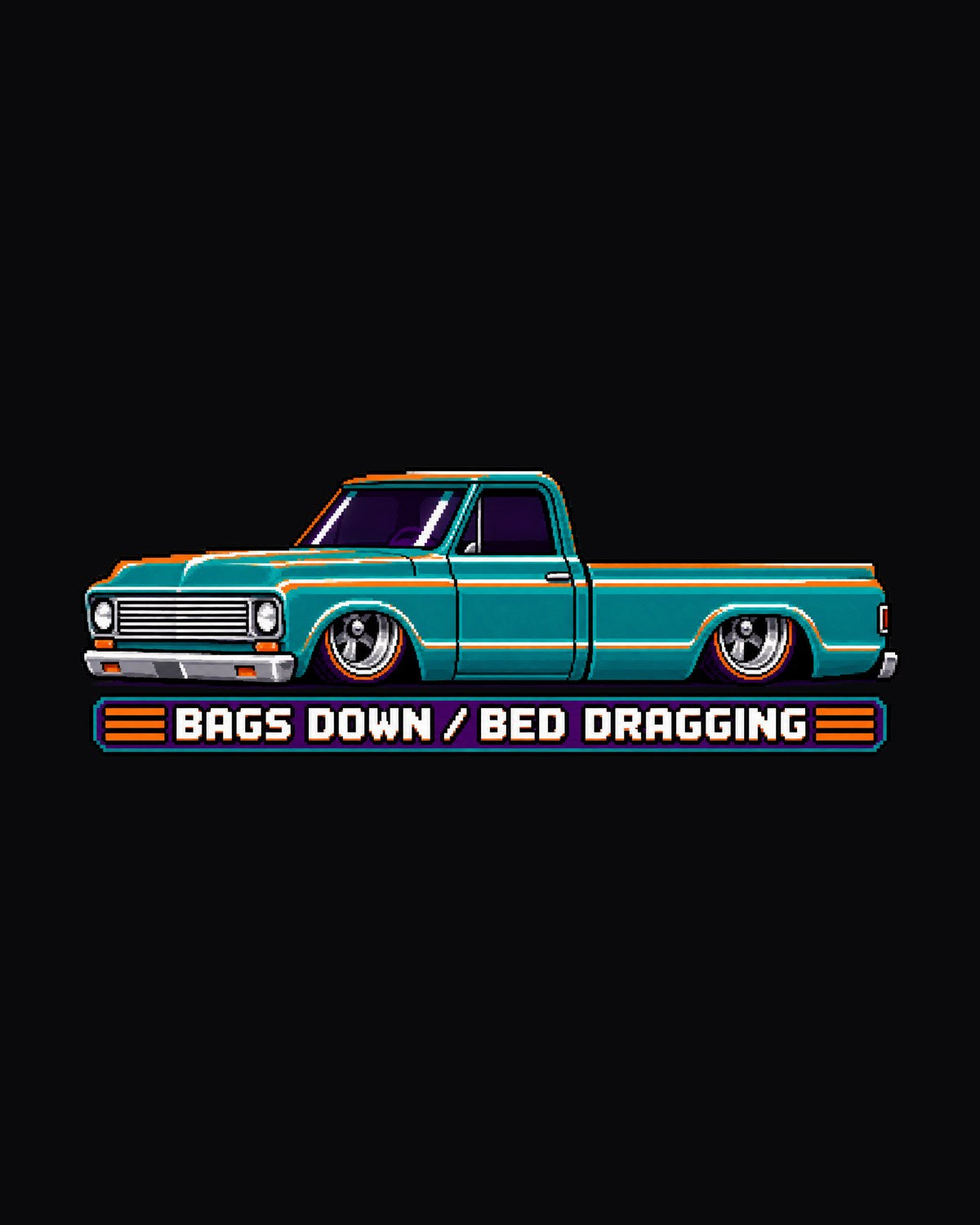 Chevrolet C10 1967-72 Bagged Pixel Art Shirt, Air Ride Truck Tee design only