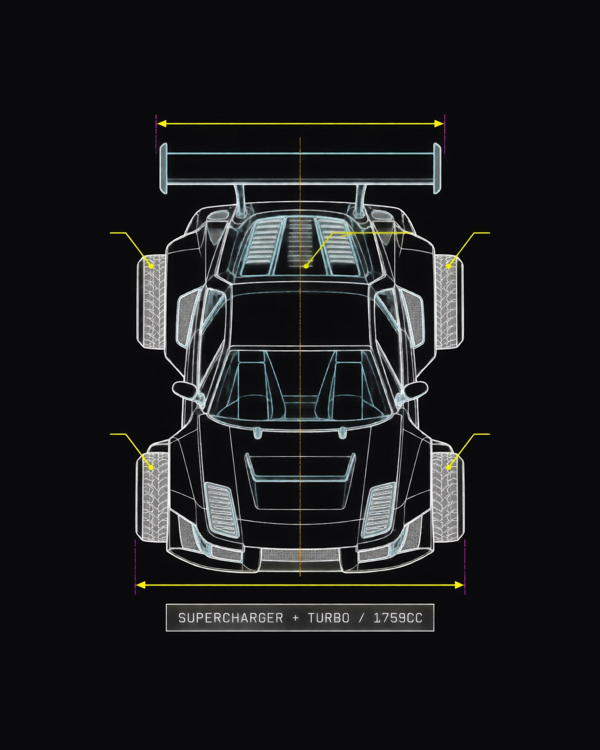 Lancia Delta S4 Overhead Blueprint Patent Style Shirt design only
