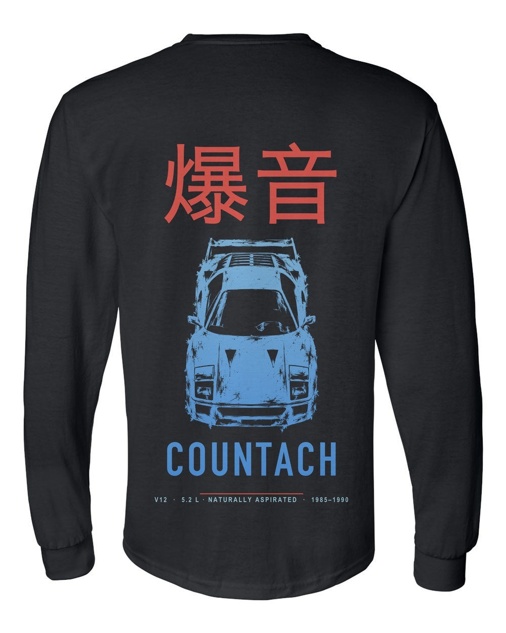 COUNTACH full-back artwork black long sleeve back view with the design