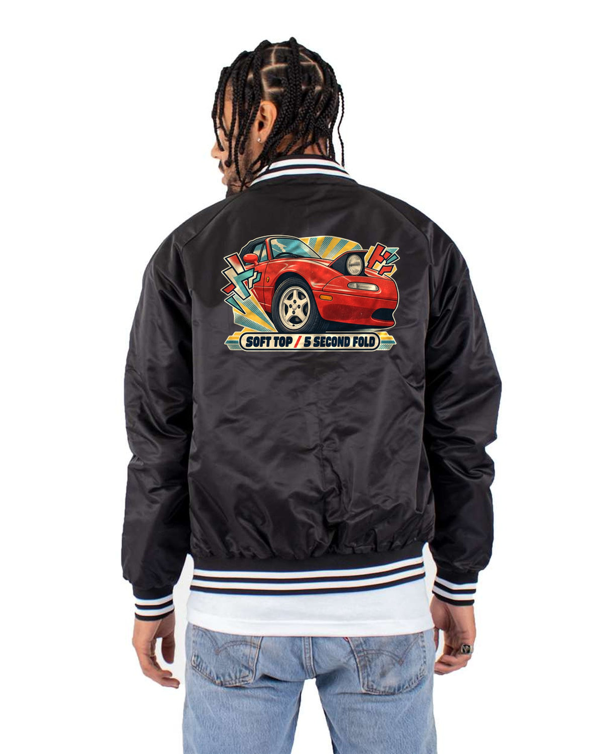 Mazda MX-5 NB Gauge Cluster 7K Redline Shirt, Miata Gift Bomber Jacket Black back