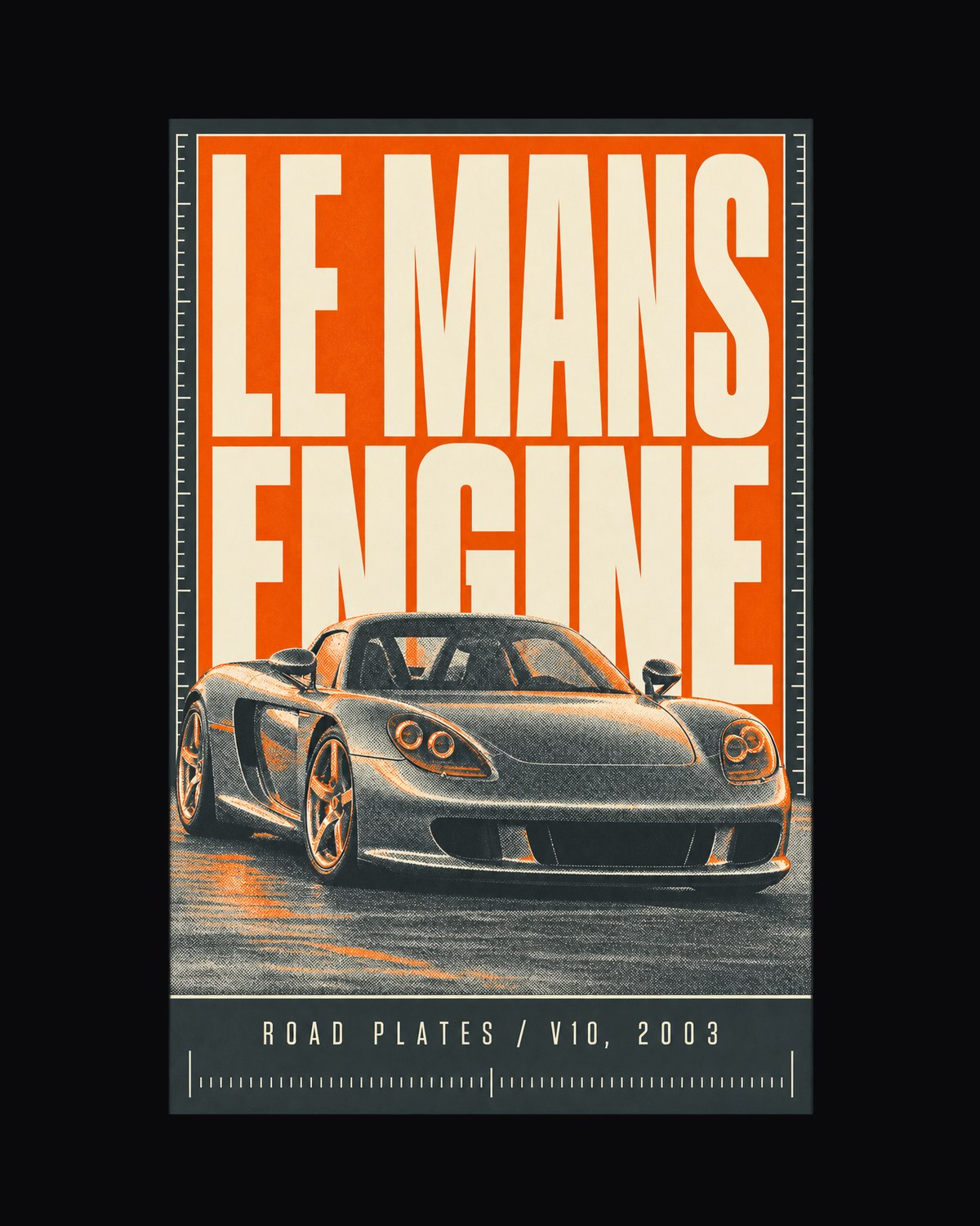 Carrera GT Halftone Shirt, Porsche V10 Le Mans Engine Tee design only