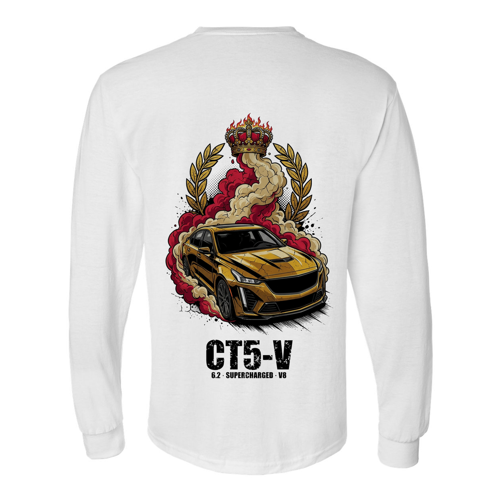Cadillac CT5-V Crown Long Sleeve T-Shirt — White back