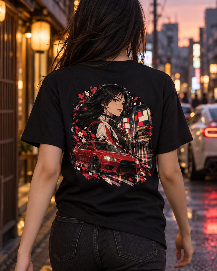 Mitsubishi Lancer Evo X Anime Girl Shirt, Hoodie & More T-Shirt Black worn hero