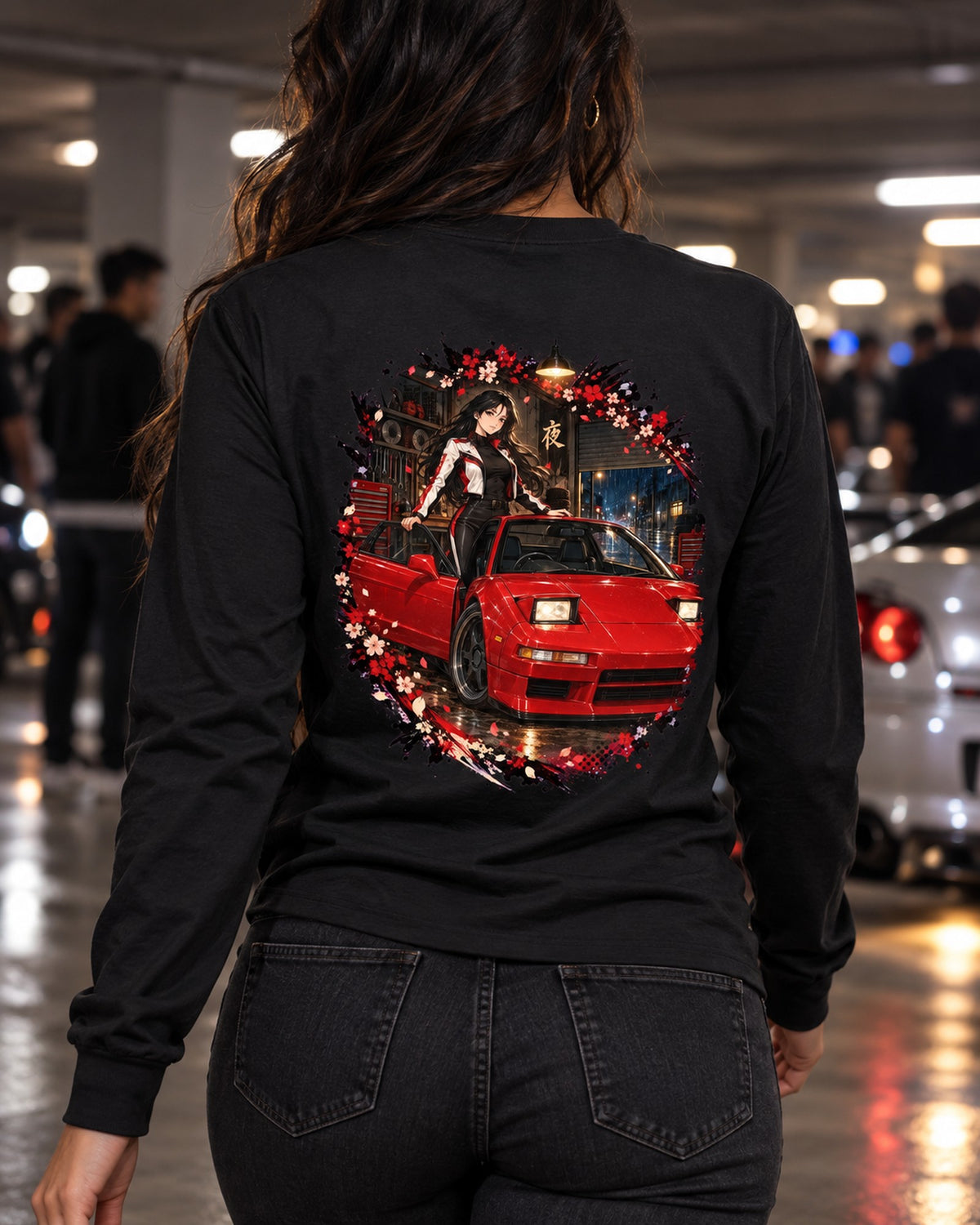 Honda NSX NA1 Anime Girl Shirt, Hoodie & More Long Sleeve Black worn hero