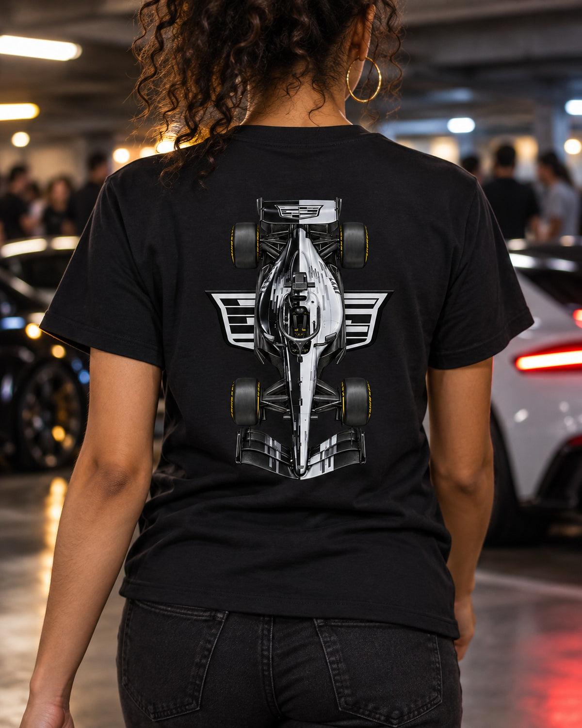 Cadillac MAC-26 2026 F1 Overhead Poster Shirt, Formula 1 Tee, Design 18 T-Shirt Black worn hero