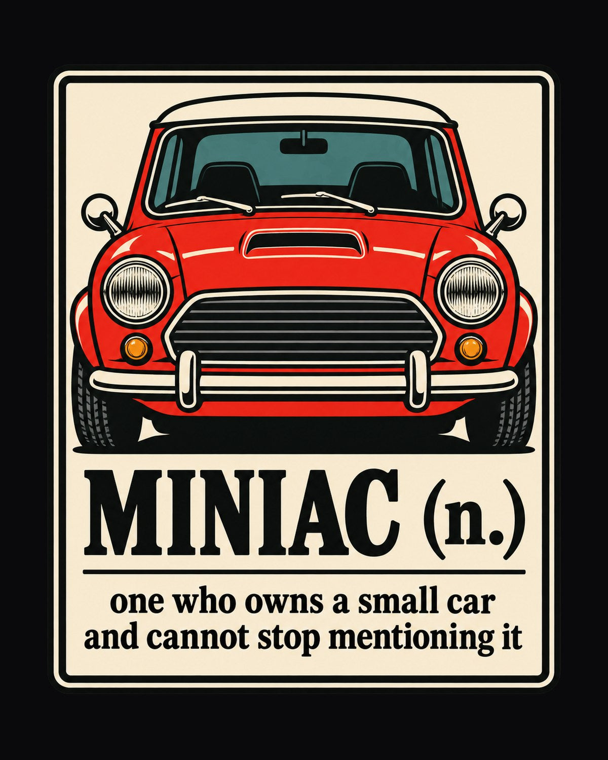Miniac Definition Card Shirt, Mini Cooper S R53 Typographic Tee design only