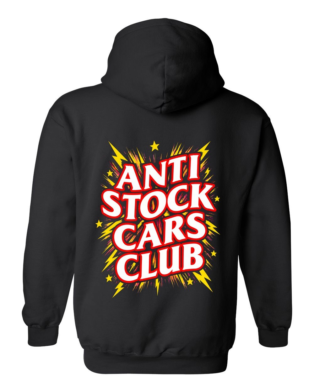 Anti Stock Cars Club Anime Title Card Pull Over Hoodie Black back