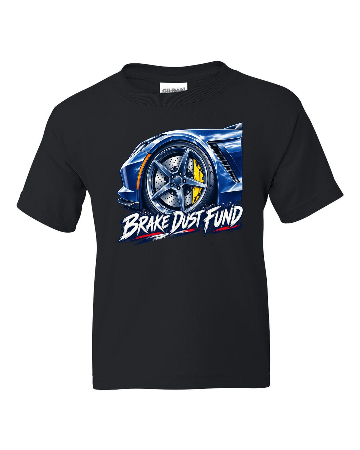 Exploded cutaway engine print of a 1970 Chevrolet Corvette C3 Stingray LS5 with Big Block 454 text black kids tee front view with the design