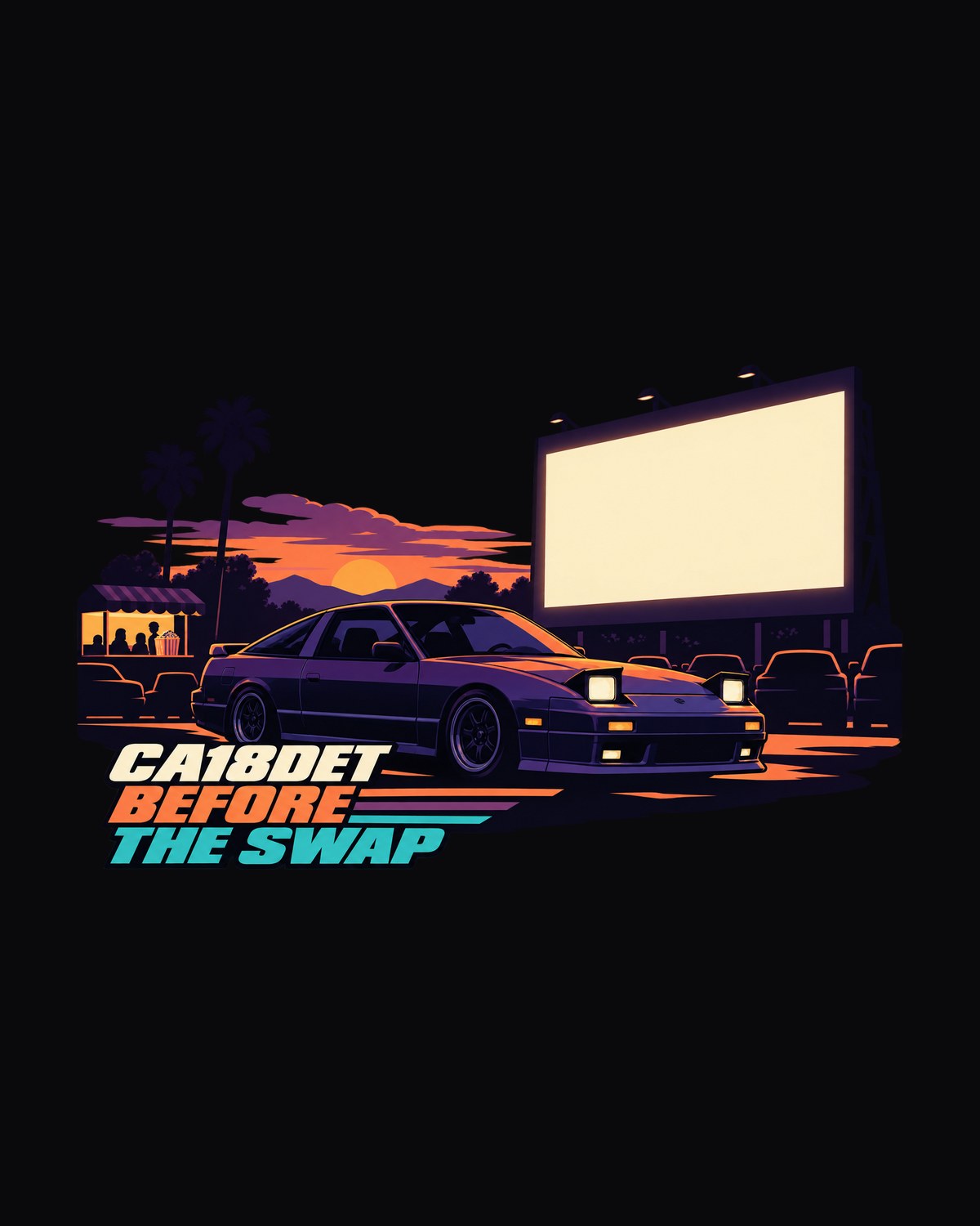Nissan 180SX S13 CA18DET Before the Swap Flat Vector Shirt design only
