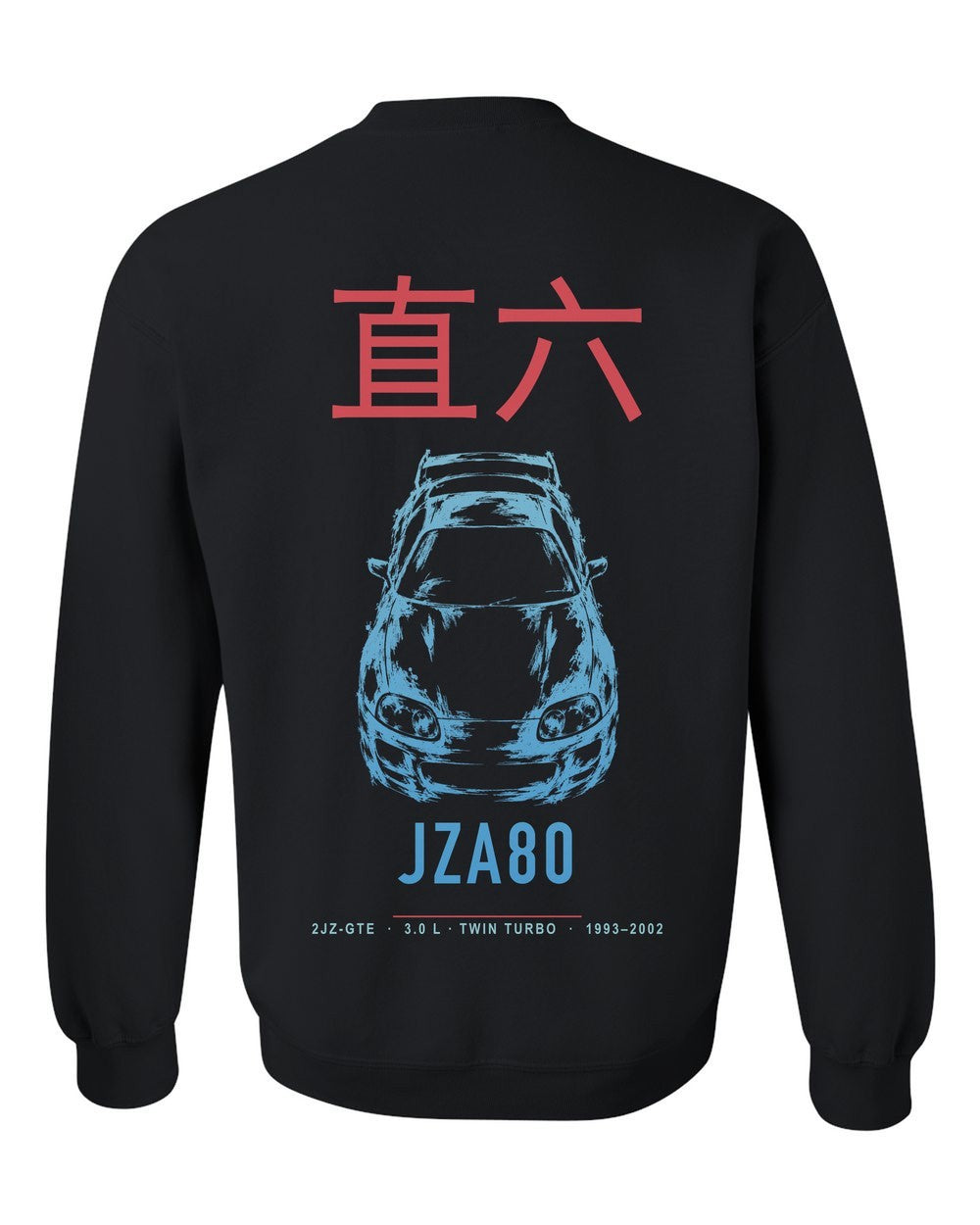 JZA80 full-back artwork black crewneck back view with the design
