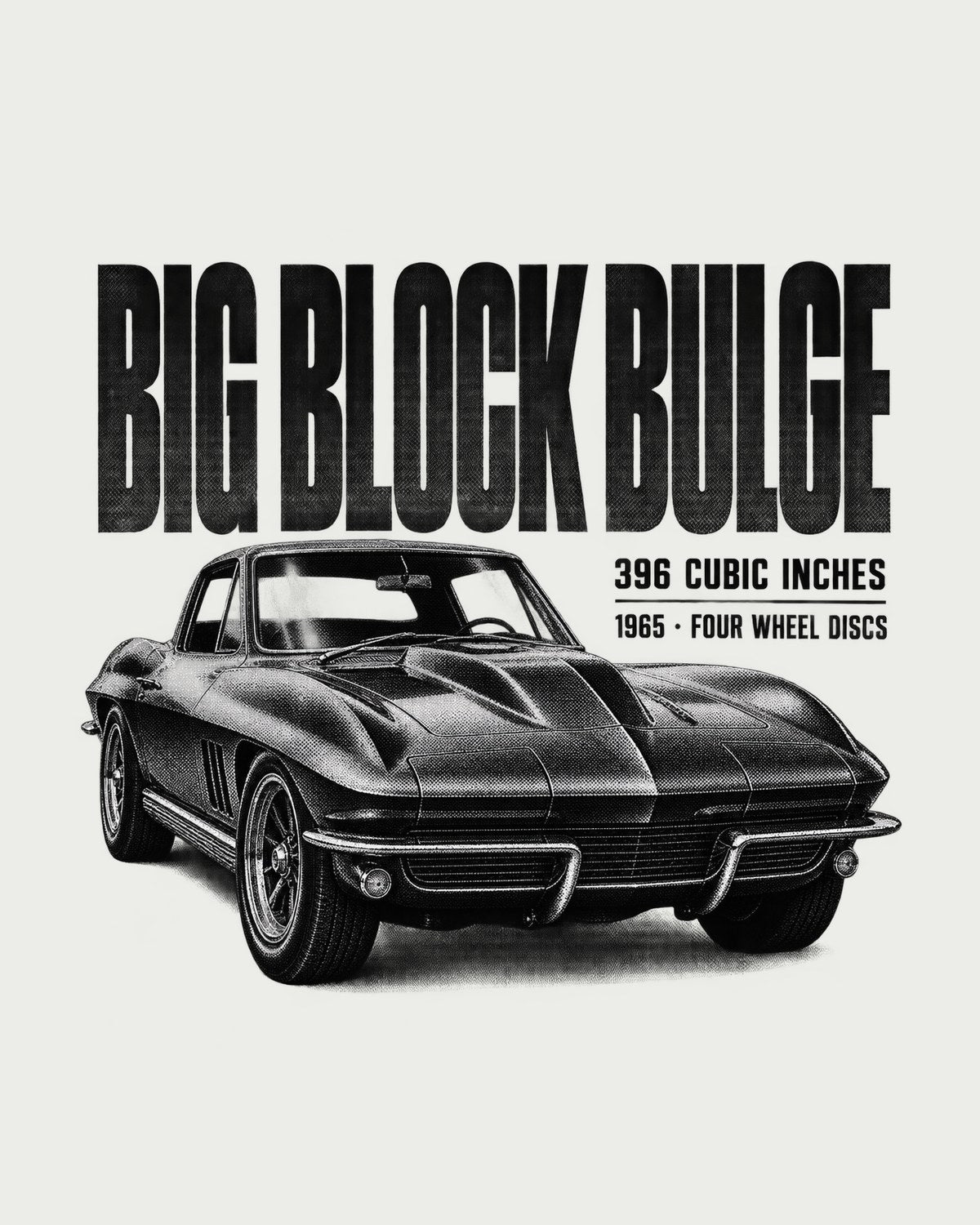 Corvette C2 Sting Ray 1965 396 Big Block Halftone Tee design only