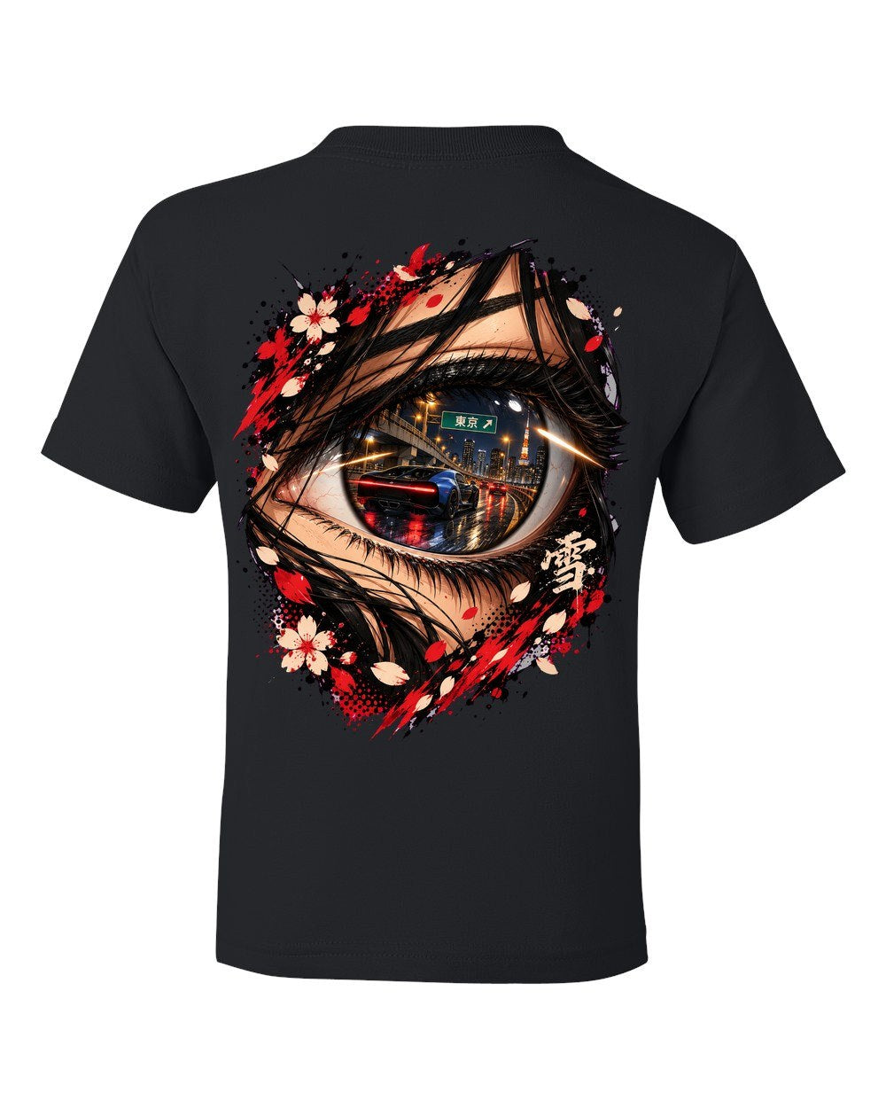 Bugatti Chiron Anime Girl Kids Tee Black back