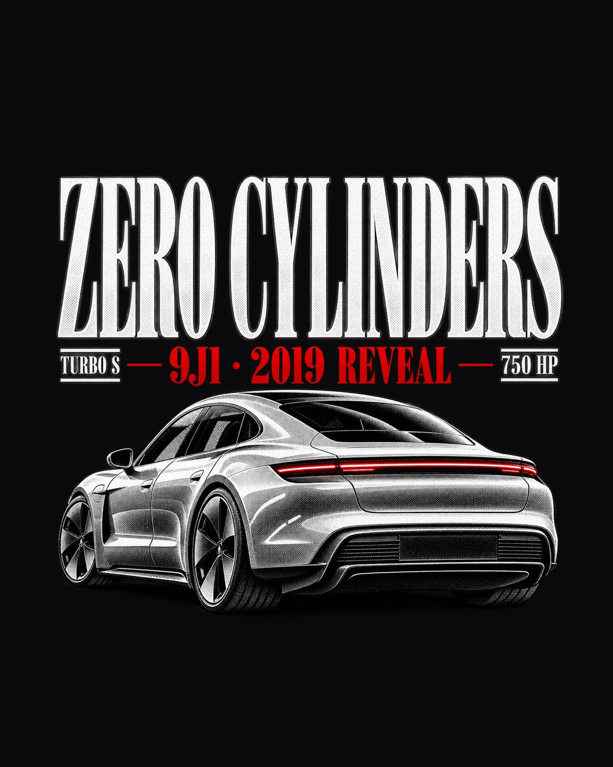 Porsche Taycan Turbo S 9J1 Zero Cylinders Editorial Shirt design only