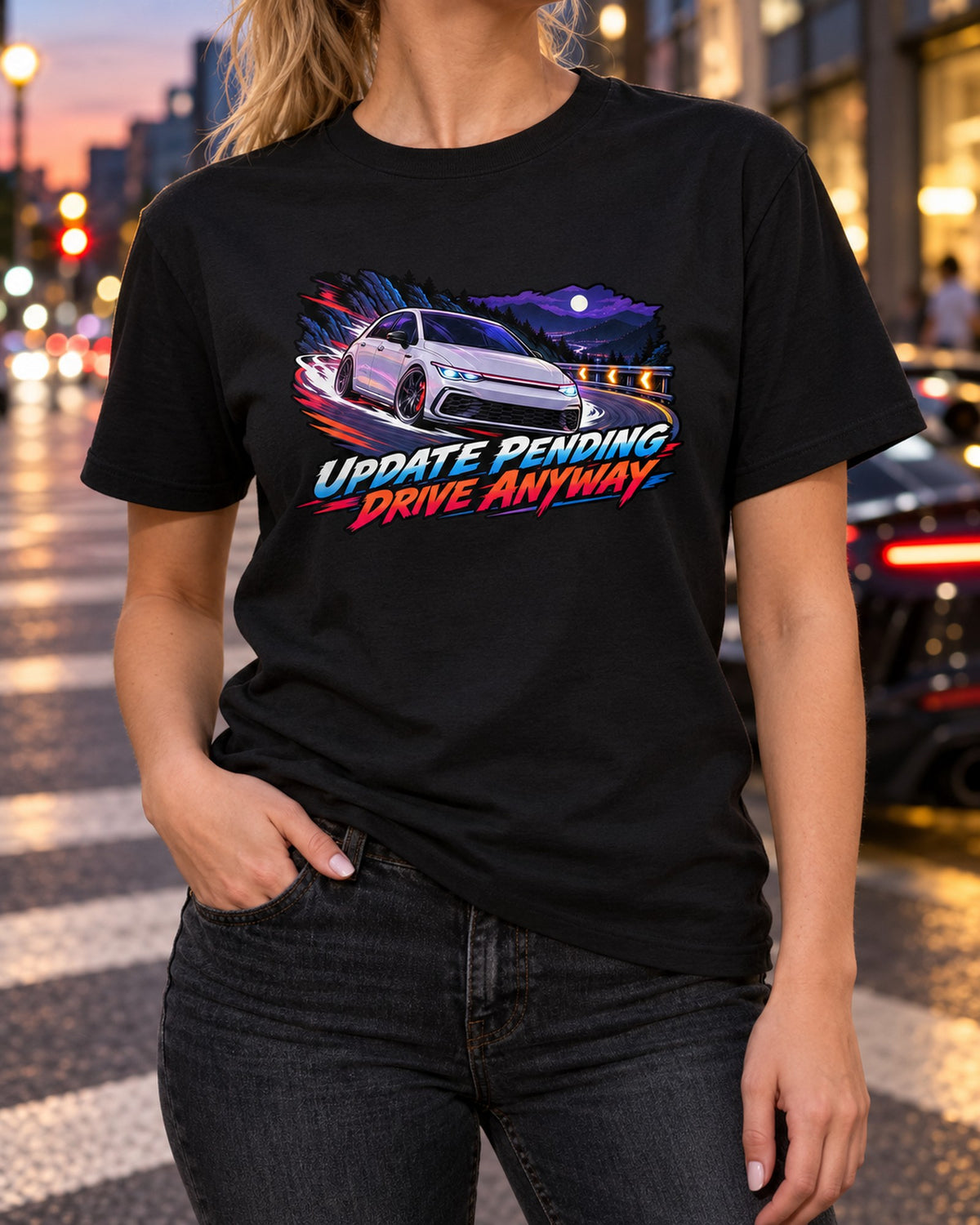 Golf GTI Mk8 Night Touge Anime Style Shirt, Update Pending T-Shirt Black worn hero