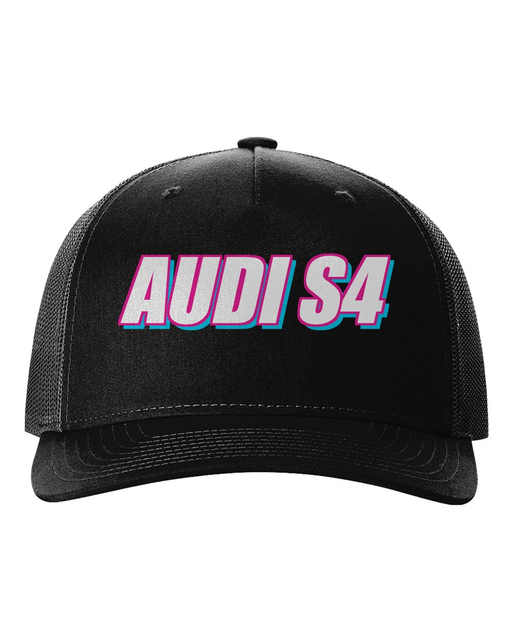 black hat front view with car name
