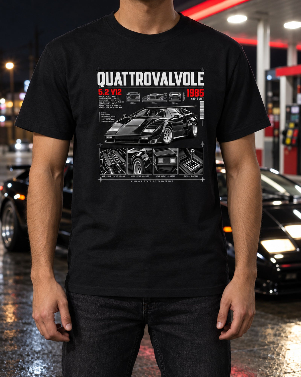Countach LP5000 QV Quattrovalvole Dossier Shirt, 5.2 V12 T-Shirt Black worn hero
