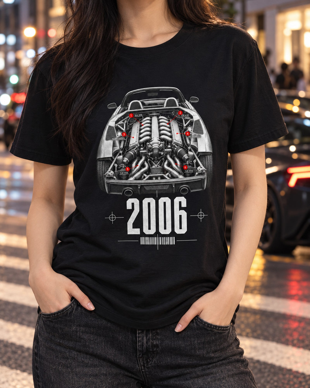 Gallardo Spyder 5.0 V10 Engine Shirt, 90 Degree V10 Car Tee T-Shirt Black worn hero