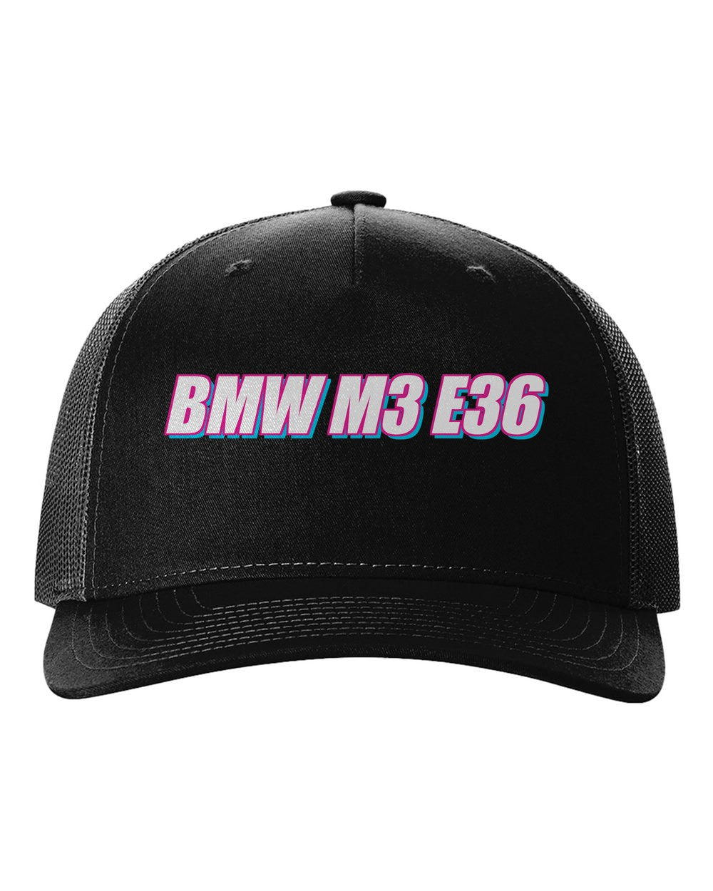 black hat front view with car name