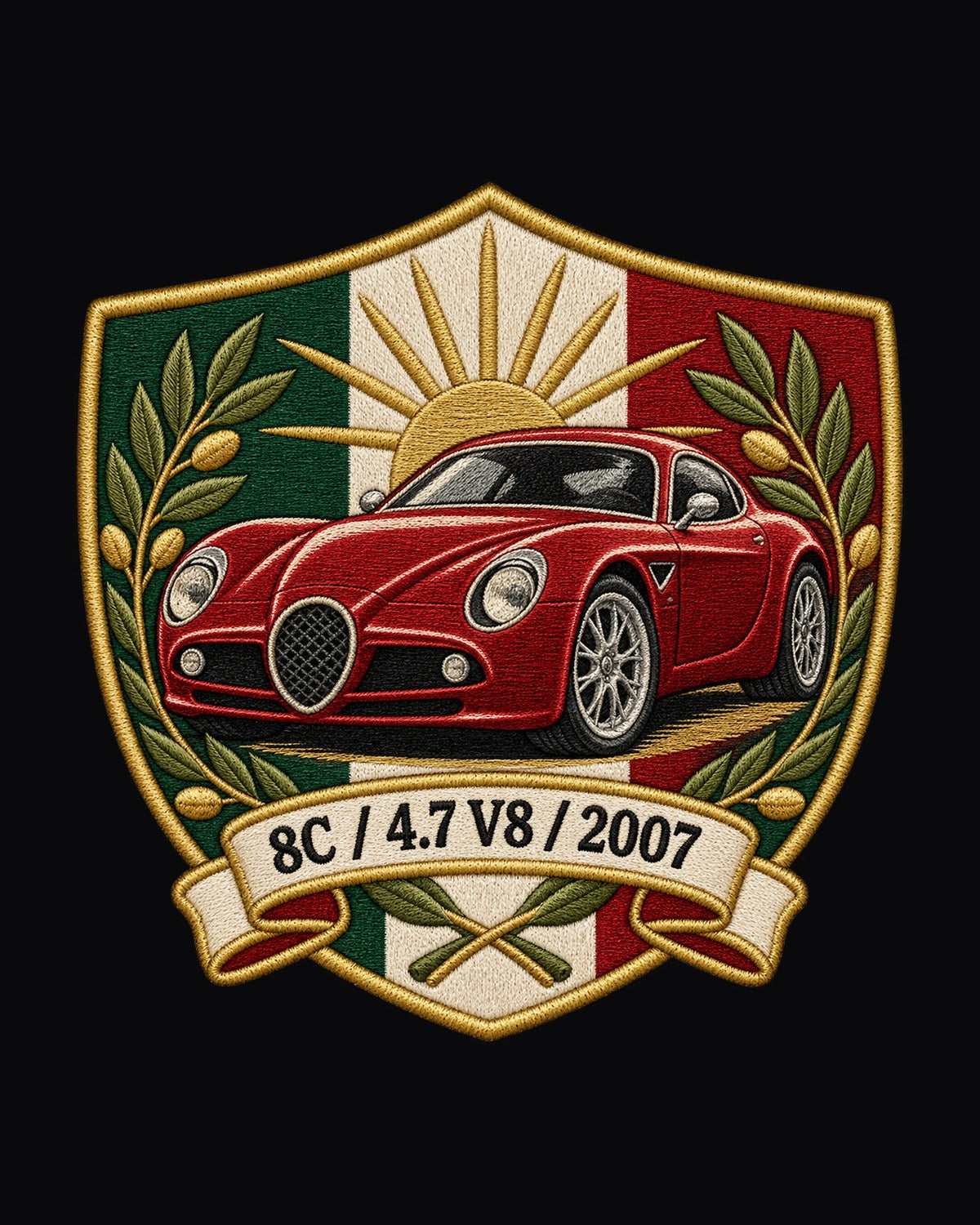 Alfa Romeo 8C Competizione Varsity Crest Shirt, 4.7 V8 design only