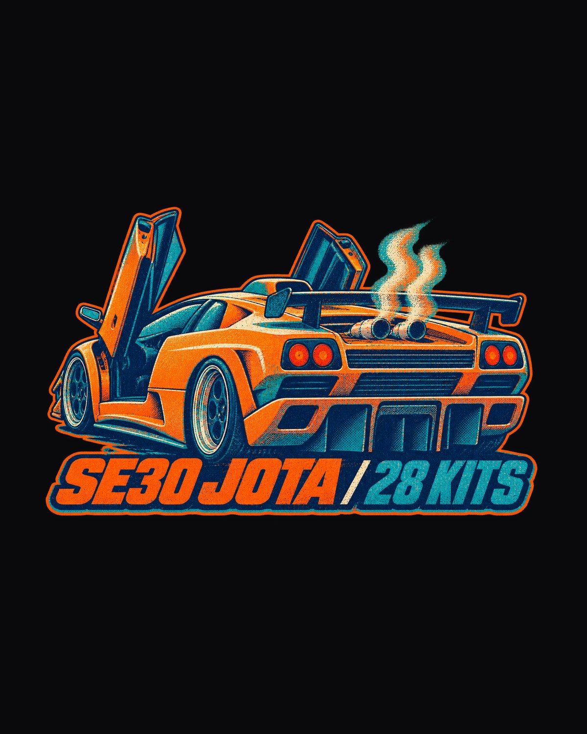 Diablo SE30 Jota Roof Pipe Risograph Shirt, Lamborghini design only