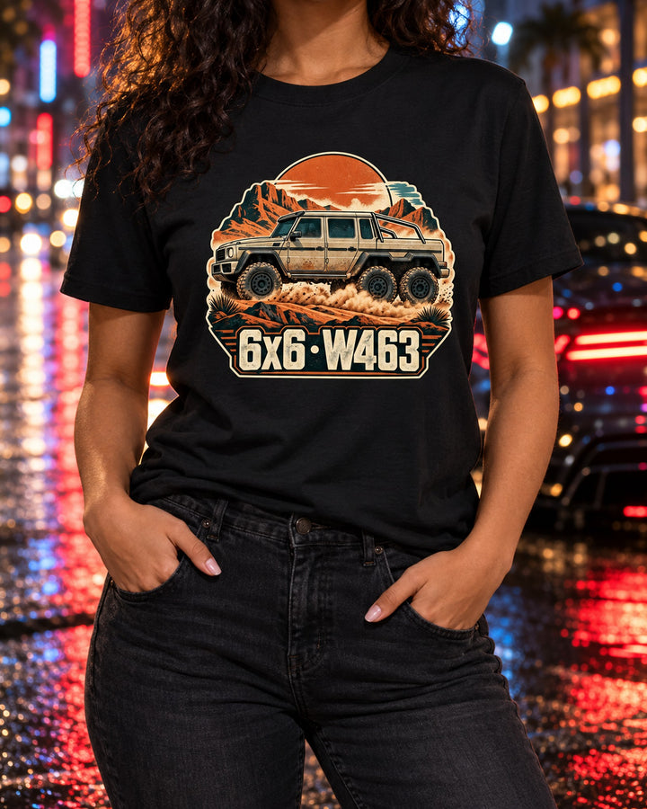 Mercedes G63 6x6 W463 Vintage Expedition Poster Shirt T-Shirt Black worn hero