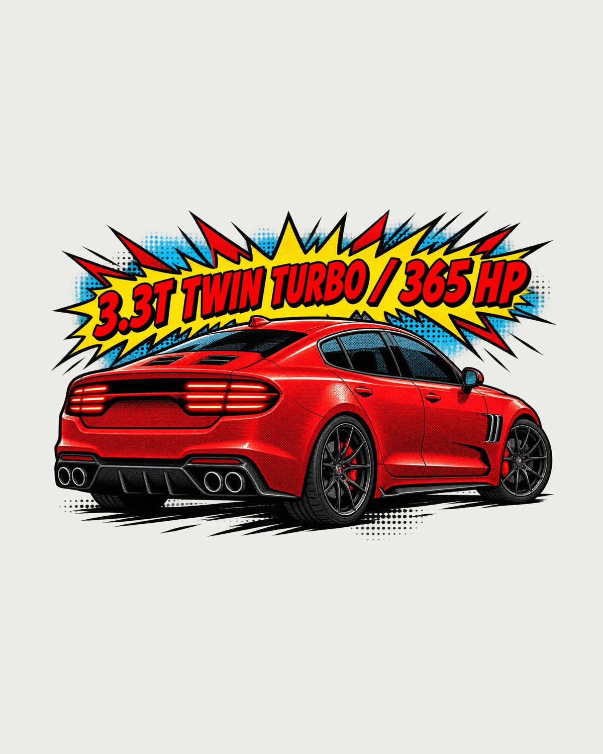 Kia Stinger GT CK Rear Burst Pop Art Shirt, 3.3T Twin Turbo design only