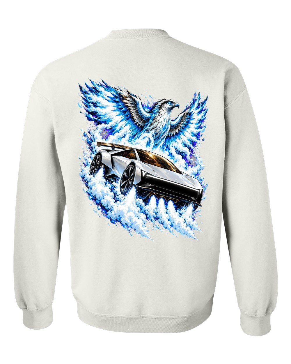 Tesla Roadster Ice Falcon Crewneck White back