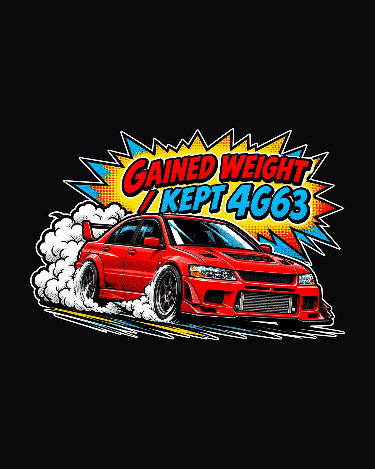 Evo VII CT9A Comic Pop-Art Launch Shirt, Mitsubishi Car Tee design only