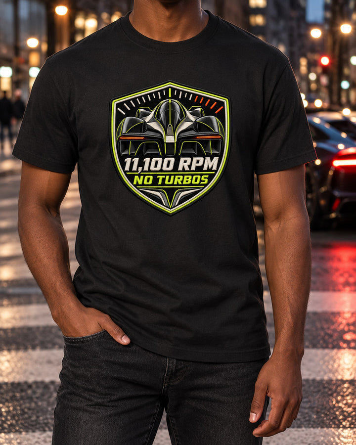 Aston Martin Valkyrie Embroidery-Style print Tee T-Shirt Black worn hero