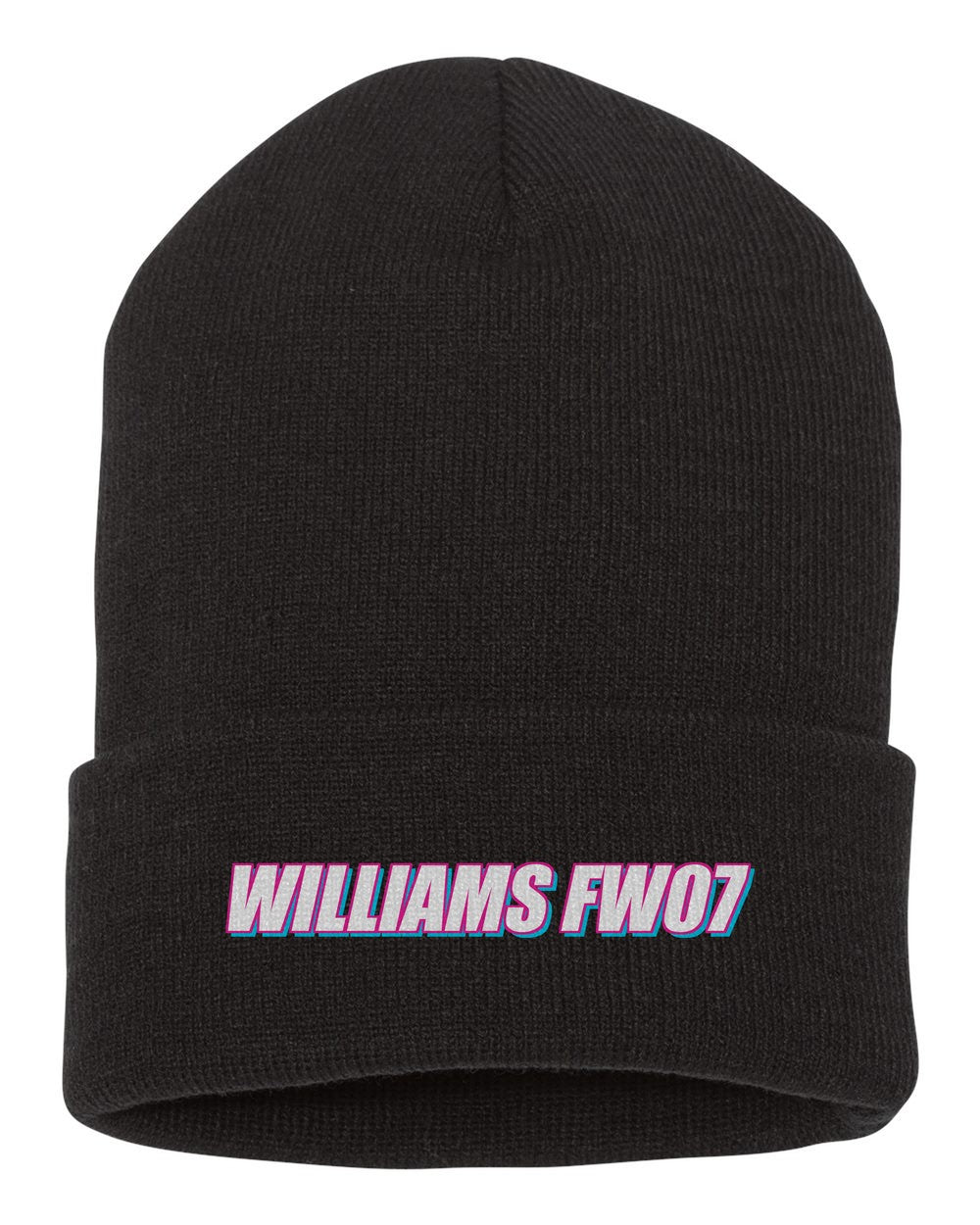 Williams Fw07 black beanie front view with car name